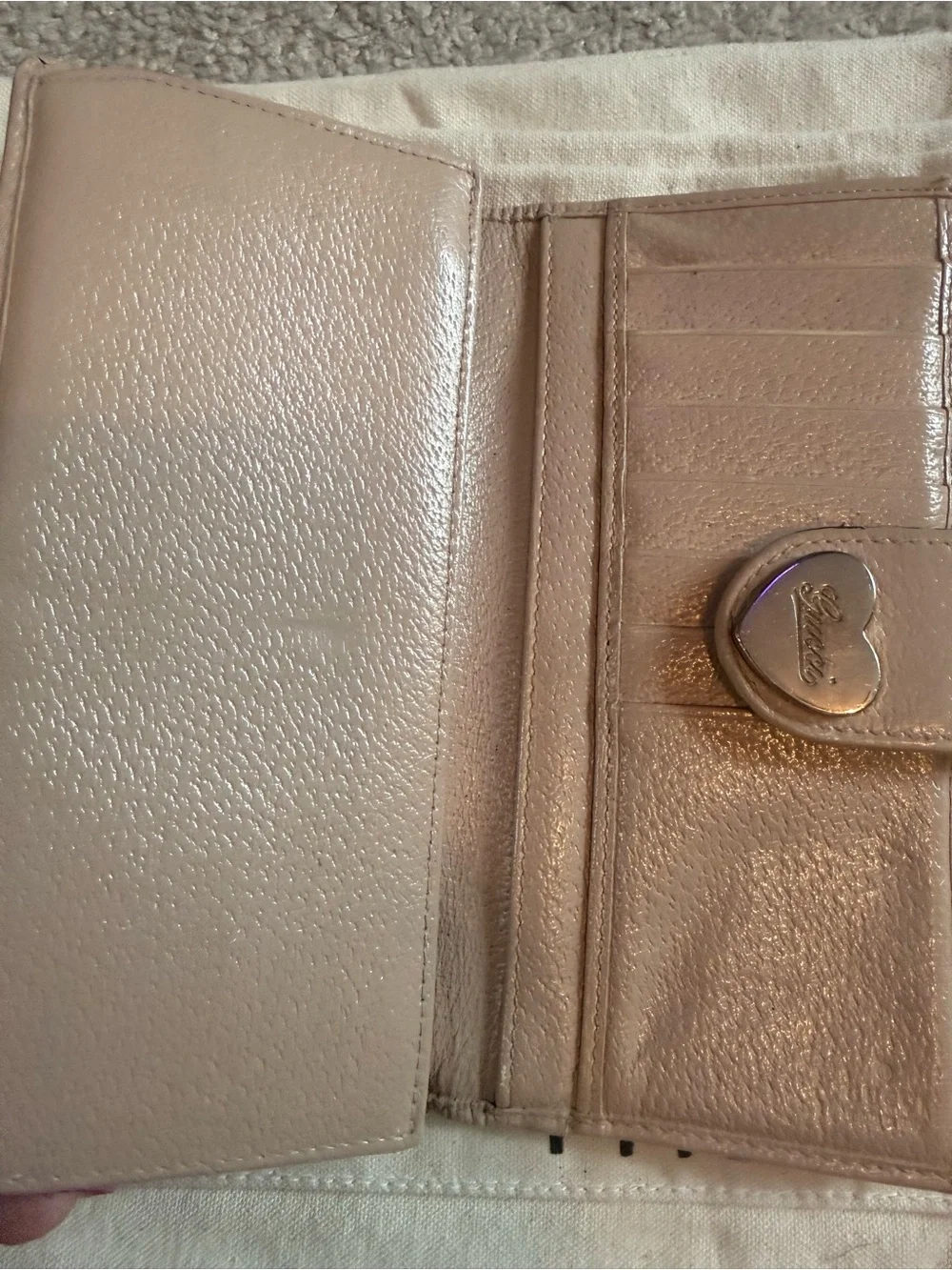 Gucci Pink and Gold GG Heart Snap Continental Wallet